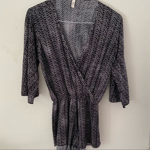 ¾ sleeve romper